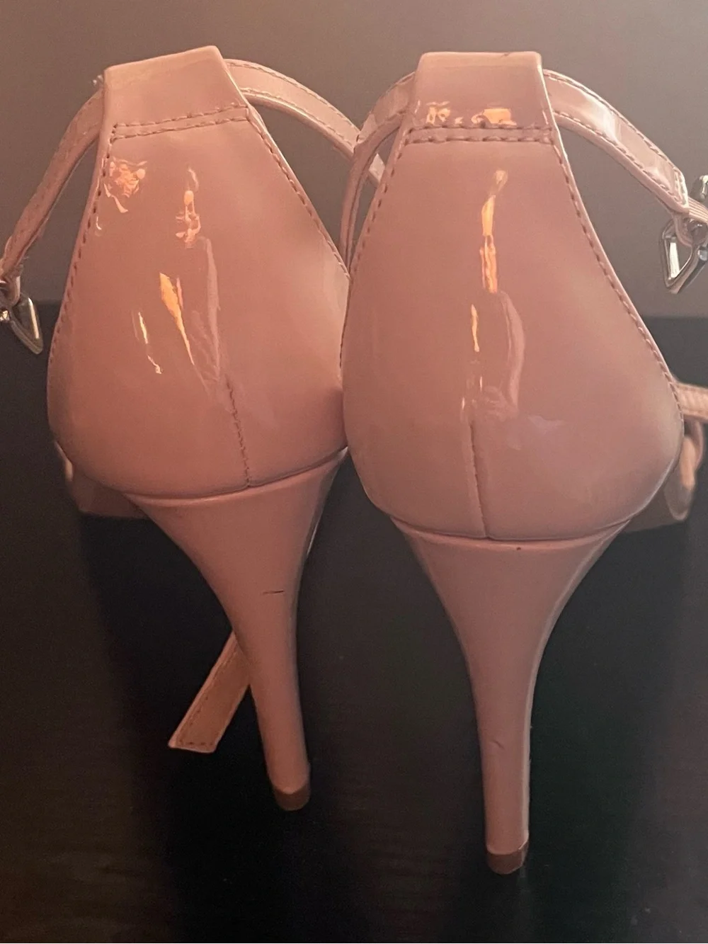 Express Blush Pink Patent Ankle-Strap Stiletto Heels